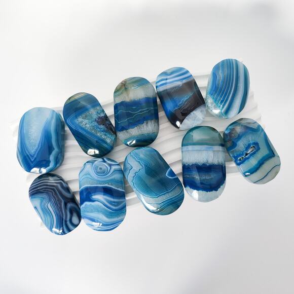 Blue Agate Palm Stone Dyed - Picture 6 of 9